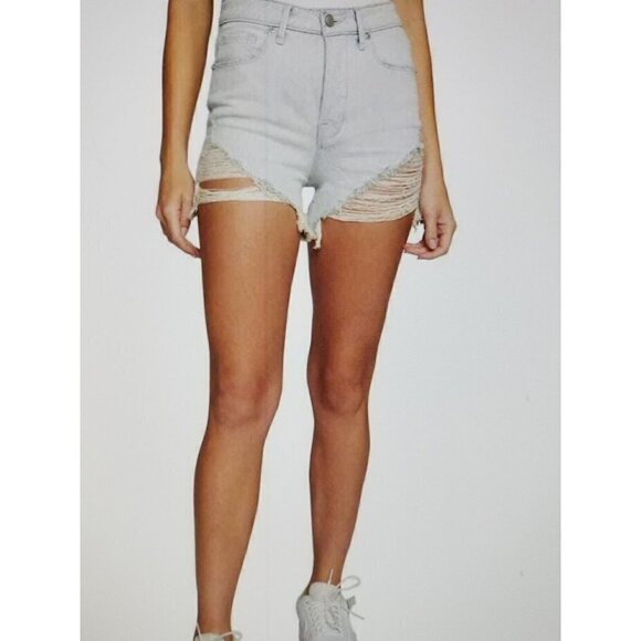 GOOD AMERICAN BOMBSHELL SHORT DENIM BLUE BUTTON FLY WOMEN'S SIZE 2/26 - Picture 1 of 10